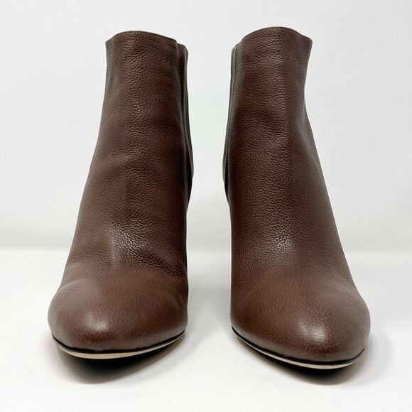 Jimmy Choo Myth Brown Grained Leather Mirrored Wedge Ankle Boots- Size 41 - Picture 5 of 10